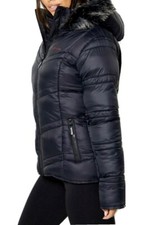 New Womens Bench Miller Padded Faux Fur Hood Tape Coat Jacket Black