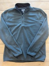 G.H. Bass  Co. Sweatshirt Mens Large Blue Allover Fleece 1/4 Zip Hiking Fishing