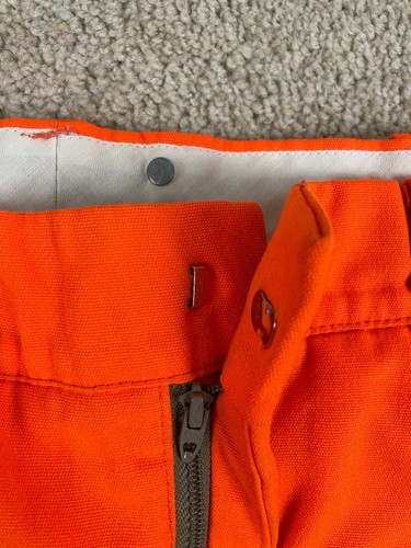 Vintage Woolrich Hunting Pants Mens 33x29 Regular Fit Tapered Leg Pockets Orange - Picture 9 of 14