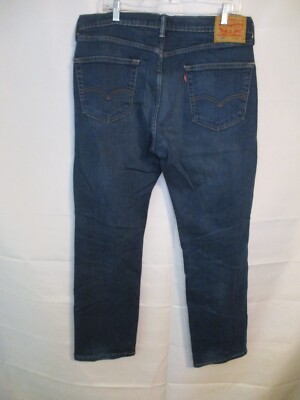 Levi's 505 Cotton Blend 36 x 32 Dark Rinse Regular Fit Blue Jeans