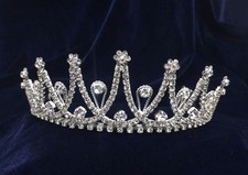 Crystal Rhinestones With Silver Plated Tiara.Combs.Available Gold. 2.25" Tall