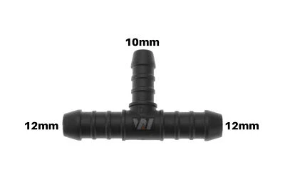 WamSter® T Schlauchverbinder Pipe Connector Reduziert 12mm 12mm 10mm Durchmesser