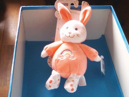 Peluche Lapin Multicolore Arc-en-ciel Vintage Ajena - Doudou Pour Enfant - Bon état