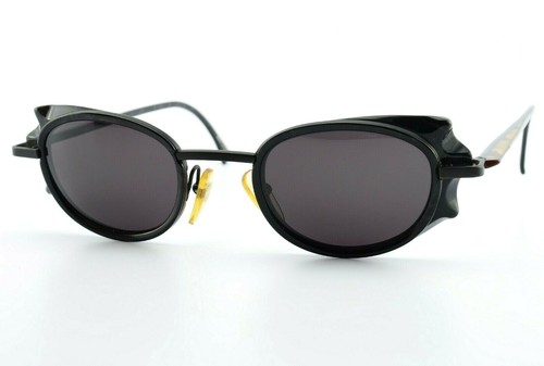 Occhiali da sole Alain Mikli 5009 Col 0126 Black Oval Steampunk Sunglasses c1994 NOS - Foto 2 di 10