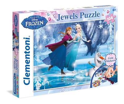GW187a Jewels Puzzle Frozen, 104 Teile mit Juwelen Neu Eiskönigin Anna Olaf