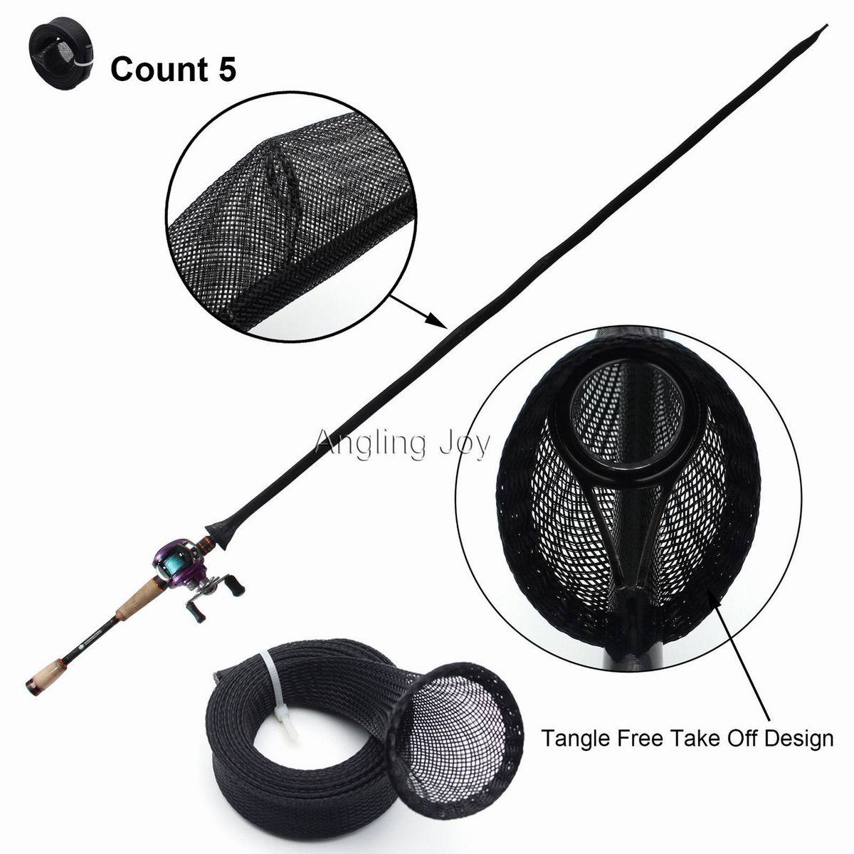 baitcasting rod socks Lot 5 Baitcasting Fishing Rod Sleeves Rod Covers Black Tangle Free Rod Socks