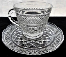 Anchor Hocking Glass Clear Wexford 6 ounce Cup & Saucer Set (rib band)
