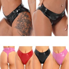 Women's Patent Leather Booty Shorts High Waist Briefs Club Hot Pants Panties
