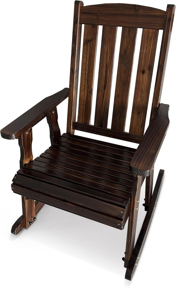 Heavy Duty Wooden Patio Rocking Chair - 600 LBS Capacity for Backyard ...