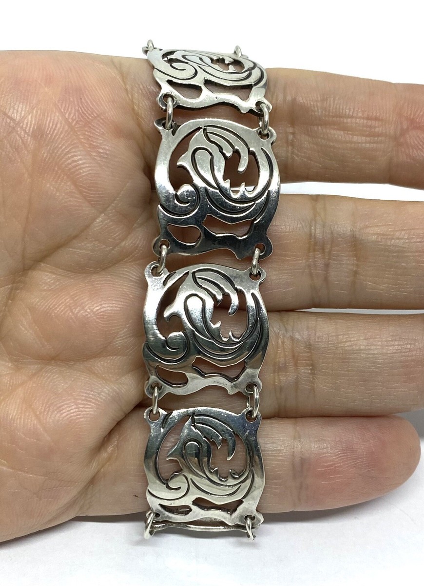 TAXCO SILVER BRACELETシルバー　ブレスMEXCO メキシコ Mexico Taxco ID Curb Link Mens 925 Sterling Silver Bracelet