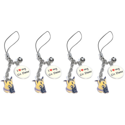 4 Charms Great Dane - with Loop for Backpack, Bag, Purse, Keychain - 4of552294