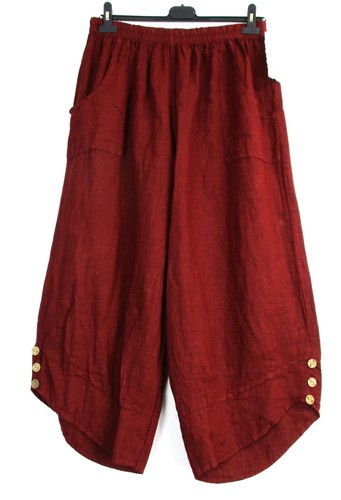 LAGENLOOK100% LINEN CROPPED PANTS IN 9 COLS SIZES :Plus:1(L) Plus 2(XL)Plus3(XXL - Picture 11 of 117