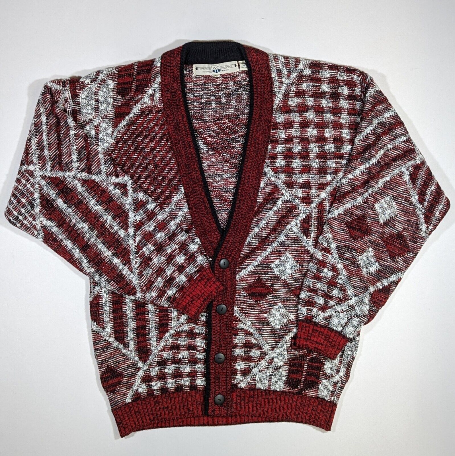 Vintage American Crusaders Abstract Design Knit C… - image 1