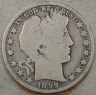 1899 Barber Half Dollar 50c G+ As Pictured Bk3