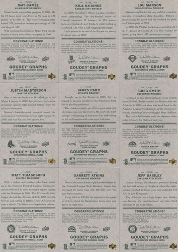 2009 UD GOUDY AUTOGRAPHS ***YOU PICK*** Green Backs - Picture 2 of 22