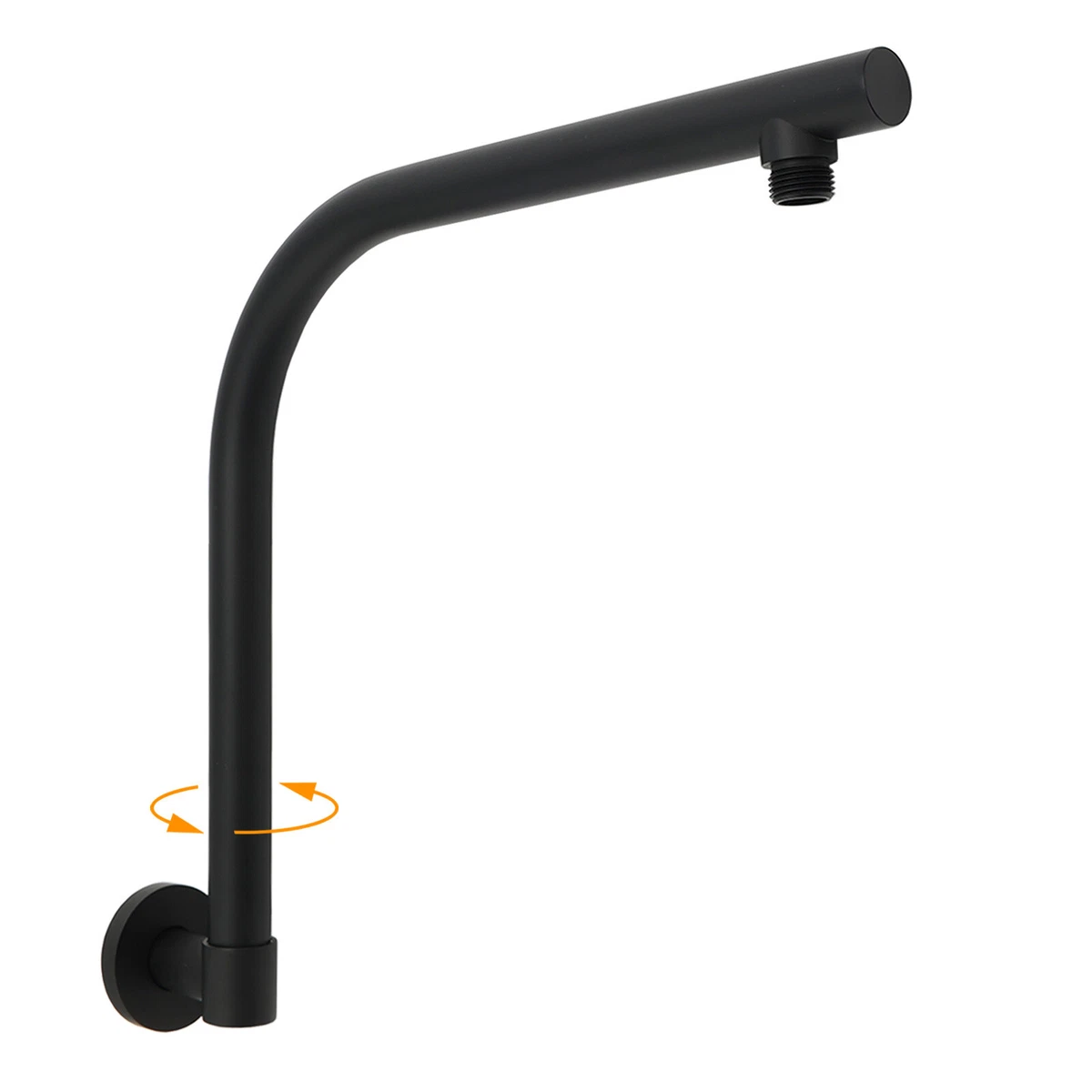 Bathroom Black Swivel Gooseneck High Rise Wall Arm for Shower Head Solid Brass