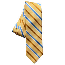 Brooks Brothers 100% Silk Yellow/Blue Striped Tie Pattern 58" Made in USA