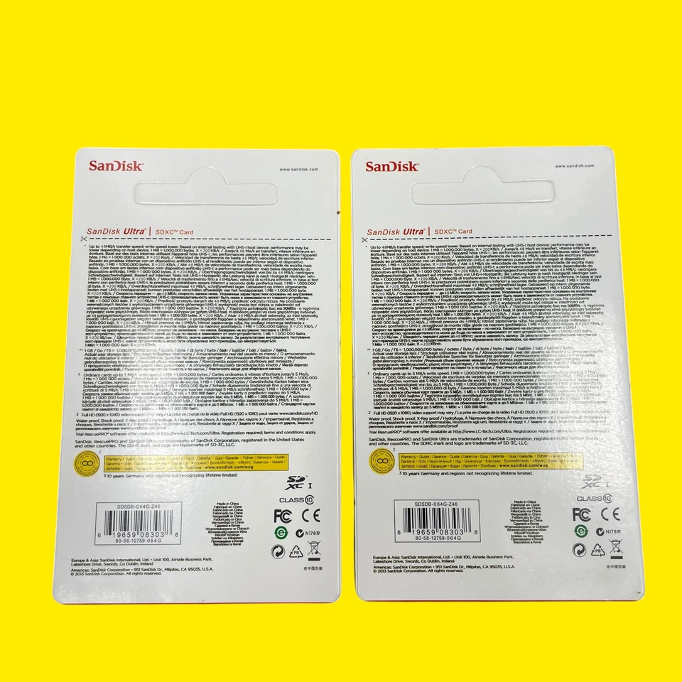 LOT OF 2 SanDisk Ultra 64GB SDHC UHS-I Memory Card #2483 Z65/124 - Image 3 of 4