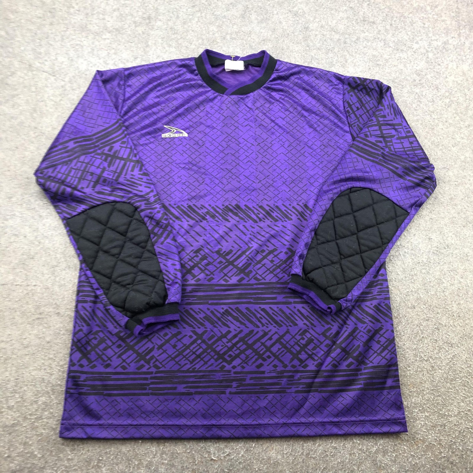 Vintage Score Soccer Jersey Mens Large Purple Padded Goalkeeper Shirt 90s
