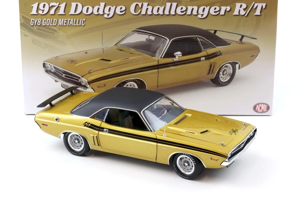 1:18 Acme 1971 Dodge Challenger R/T Coupè GY8 Oro Metallizzato/Nero Tetto - Immagine 2 di 4