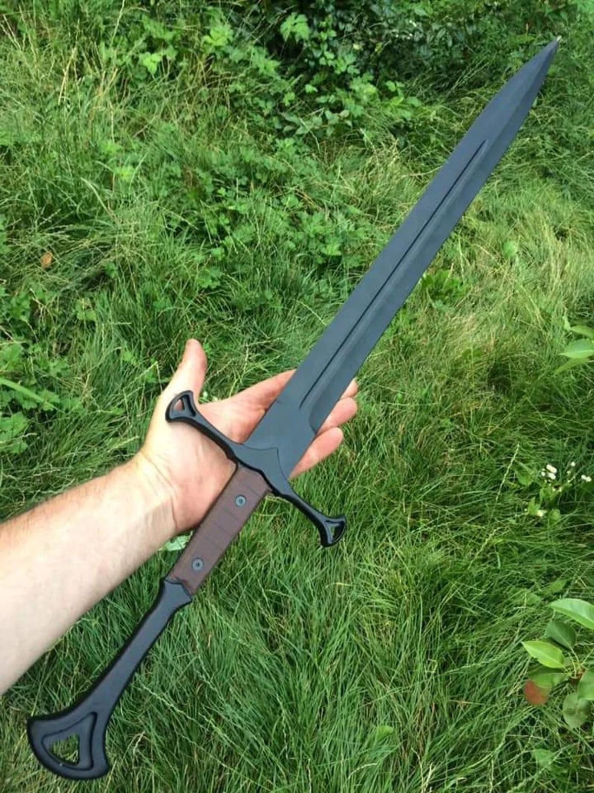 Custom D2 Steel Hand Forged Sword With G-10 Micarta Handle Black Leather Sheath