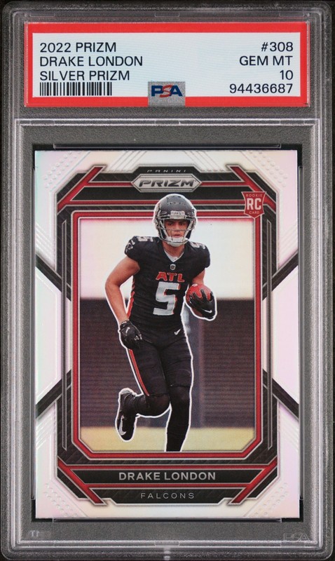 2022 PRIZM - SILVER - 308 - DRAKE LONDON - PSA 10 ROOKIE CARD RC ATLANTA FALCONS