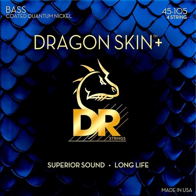 DR Strings Dragon Skin+ Coated 4-String Quantum Nickel Bass Strings 45 - 105