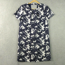 J Crew Dress Womens 4 Navy White Floral Print Short Sleeve Lined Style B8144
