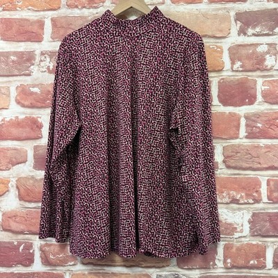 Susan Graver Tunic Top Womens 2X Multicolor Abstract Mock Neck Stretchy Shirt