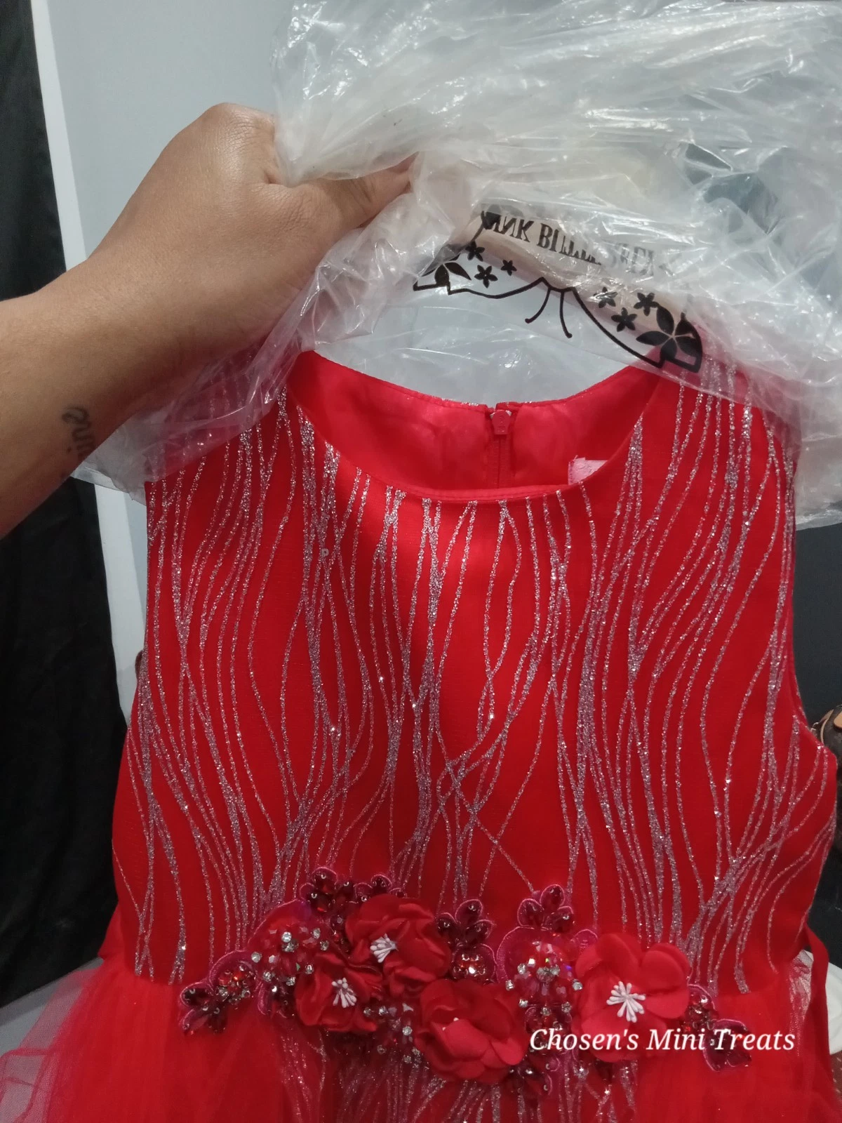 Pink Butterfly Red Dress Size 8 Short Sleeve Dress Party Dress