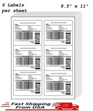 Self-Adhesive Shipping Labels 6 per Sheet 3 1/3  x 4  Laser/Inkjet Printable US