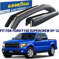 Side Window Deflectors Rain Guards for 09-14 Ford F-150 SuperCrew SHATTERPROOF