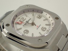 BELL&ROSS WATCH BR-05G GMT WHITE DIAL BR05G-SI-ST/SST AUTOMATIC DATE SS MEN'S 3