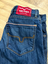 Kimes Ranch Men's Bootcut Jeans Blue Dark Wash Denim 5-Pocket Button Logo