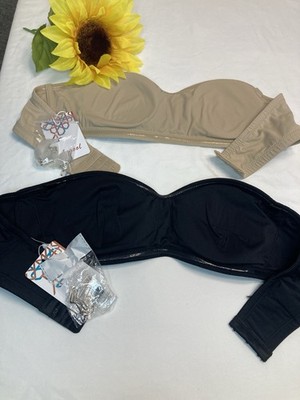 lot of 2 ANGOOL Strapless Bra Comfort NonSlip Silicone Bandeau Bra Seamless MED