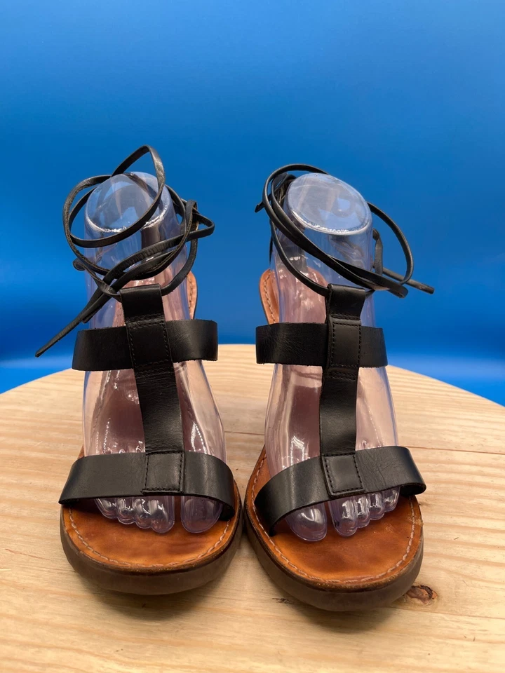 Sandalia Enzo Angiolini Stappy Maylie para mujer talla 8M cuero negro transpirable Foto 4 de 4