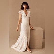 NWT BHLDN Tadashi Shoji Placid Cream Lace Maxi Dress Size 0