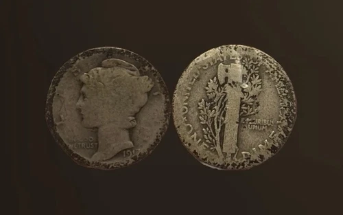 1917 UNITED STATES 10 CENT MERCURY DIME ABOUT GOOD (UNGRADED) [47375]