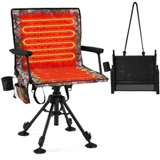 Danrelax Heated Swivel Hunting Chair, 360° Silent, Camo Cover, Adjustable Height