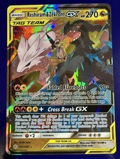 Reshiram & Zekrom GX Holo Card 157/236 Cosmic Eclipse Pokemon TCG - LP