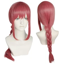 Red Wig with Braided Wig for Women Long Straight Cosplay Wig with Ponytails Wigs