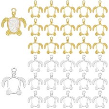 PH PandaHall 60PCS Turtle Tortoise Open Back Bezel Pendants, Metal Tur