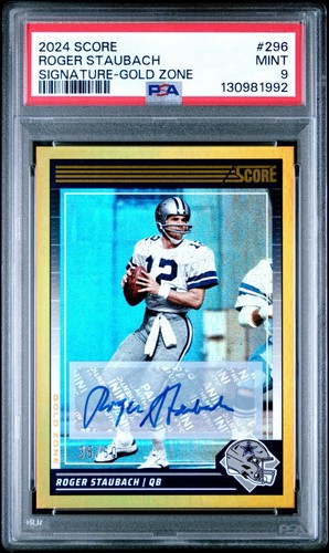 Roger Staubach [Signature Gold Zone] #296 2024 Panini Score card