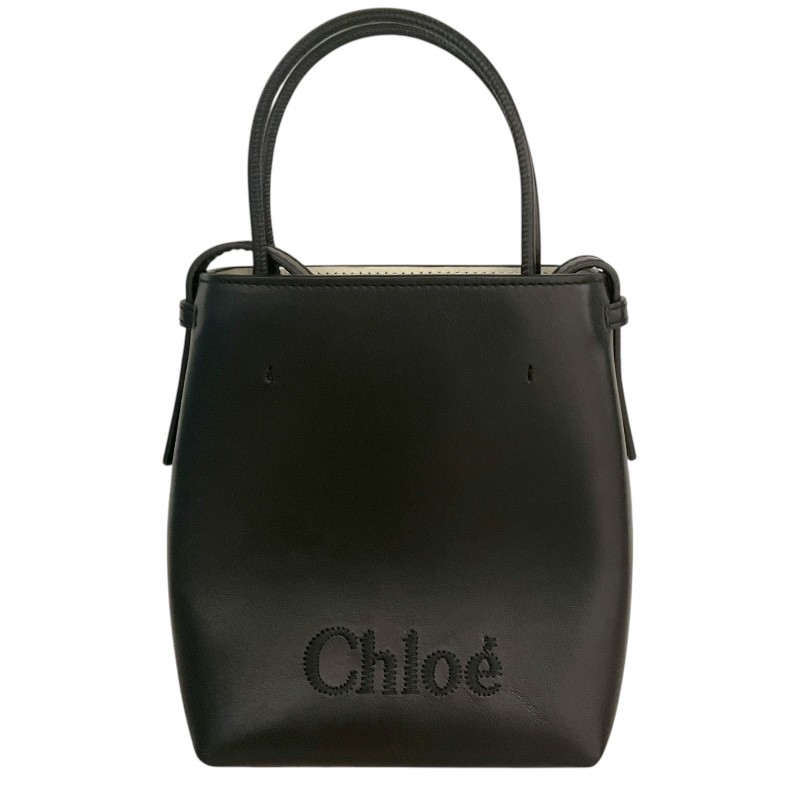 Chloe Sense Micro Tote in Black Leather - Women's Mini Shoulder Bag