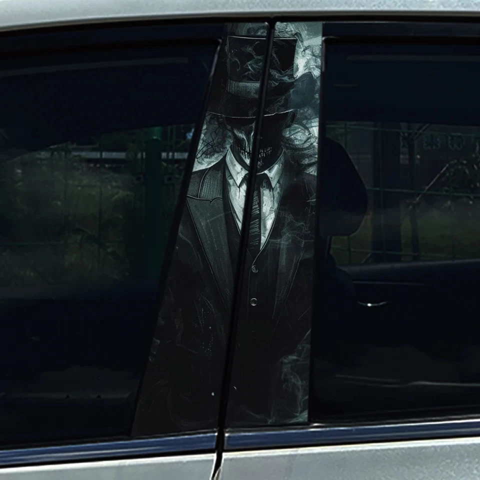 PIINKKY 2x Herren Schwarz Stil Vinyl Auto Langlebig Wasserdicht Aufkleber für B-Säulen