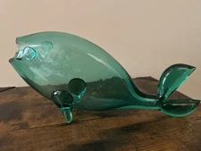 Vintage Blenko Glass 971S Sea Foam Green Fish
