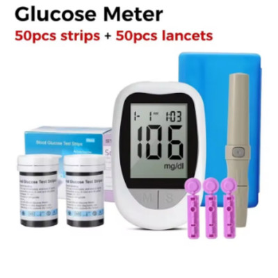 Blutzuckermessgerät Glucometer Set Diabetes Test 50 Stück Streifen mit Lanze