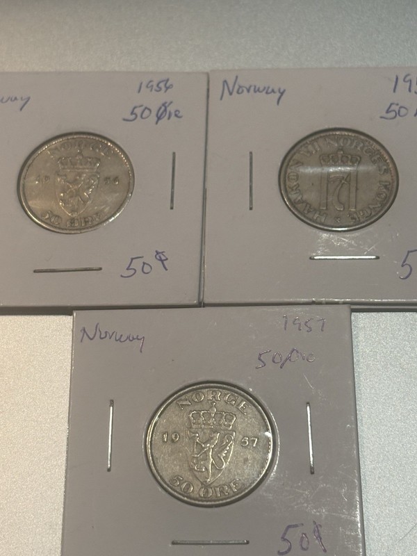 A Lot Of 3 50 Ore Norway 1953 1956 1957