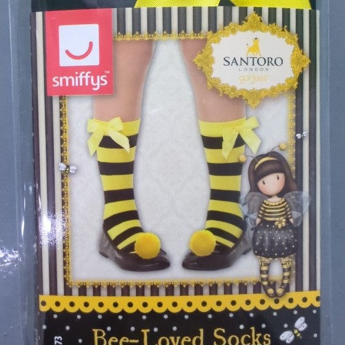Childs Bee Loved Yellow Black Striped Socks Bows Santoro Gorjuss One size Kids - Picture 7 of 24