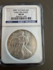 U.S. Mint 2007 American Silver Eagle $1 NGC MS69 1 oz .999 Cert 3083301-009